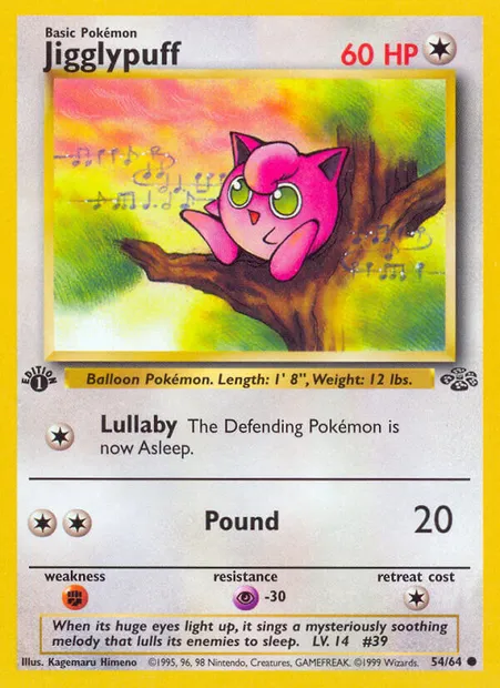 Jigglypuff, Pokémon card JU 54 — Jungle set