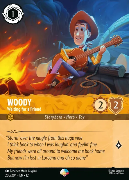 Woody - Waiting for a Friend, Disney Lorcana card CH12-205 — Wilds Unknown set