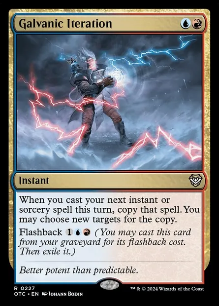Galvanic Iteration, Magic card OTC 227 — Outlaws of Thunder Junction Commander set