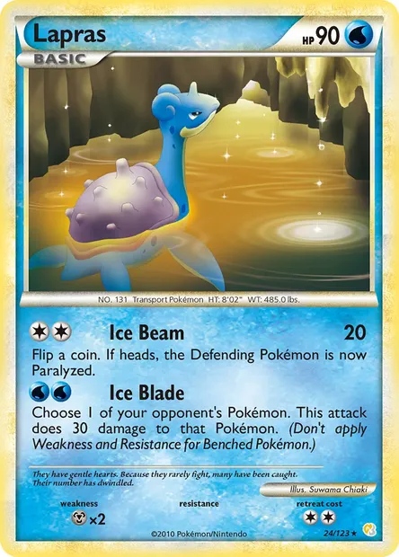 Lapras, Pokémon card HS 24 — HeartGold SoulSilver set