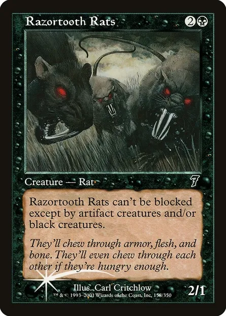 Rats aux dents tranchantes, carte Magic 7ED 158★ — extension Septième Edition