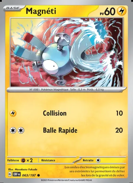 Magnéti, carte Pokémon OBF 063 — extension Flammes Obsidiennes