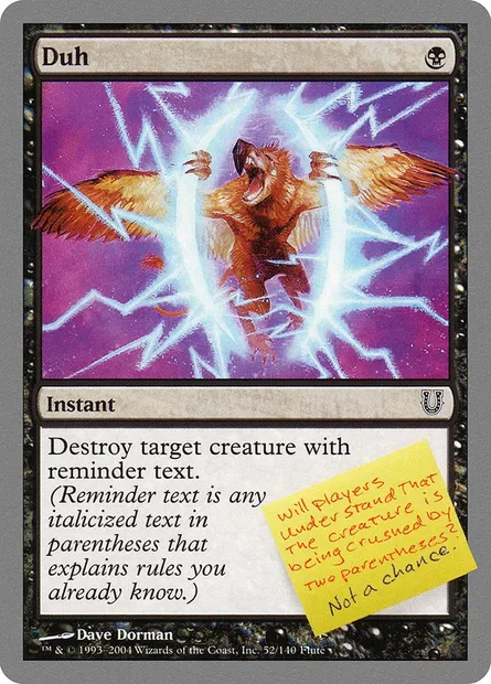 Duh, Magic card UNH 52 — Unhinged set