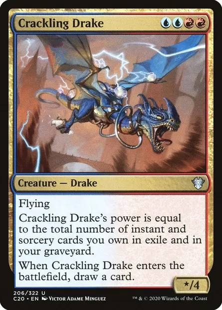 Crackling Drake, Magic card C20 206 — Commander 2020 set
