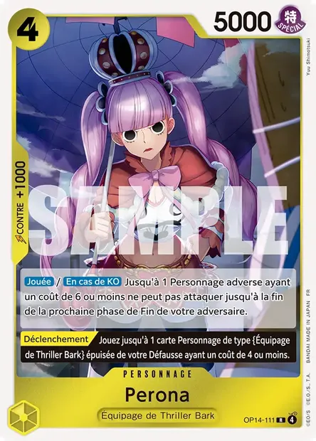 Perona, carte One Piece OP14-111 — extension LES SEPT DE LA MER D'AZUR