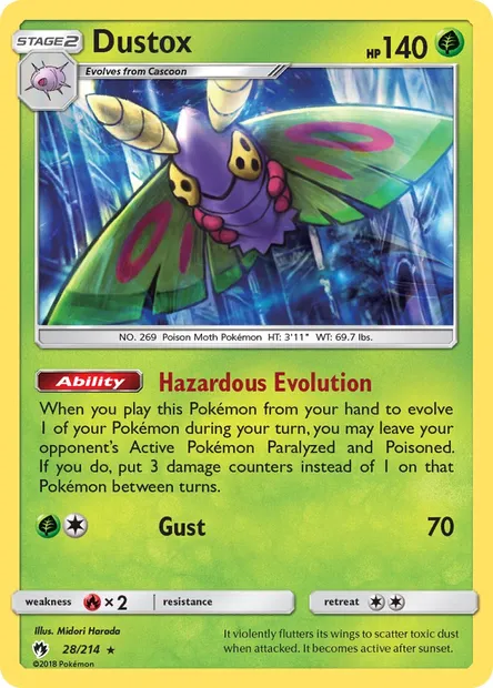 Dustox, Pokémon card LOT 28 — Lost Thunder set