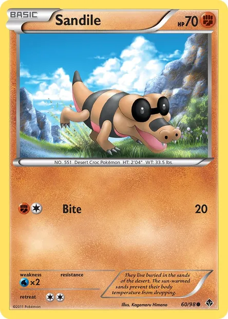Sandile, Pokémon card EPO 60 — Emerging Powers set