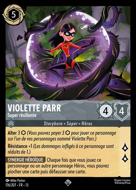 Violette Parr - Super résiliente, carte Disney Lorcana CH13-176 — extension Invasion Epineuse!