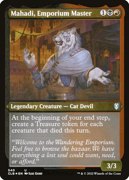 Mahadi, maître du bazar errant, carte Magic CLB 540 — extension Commander Légendes : la bataille de la Porte de Baldur