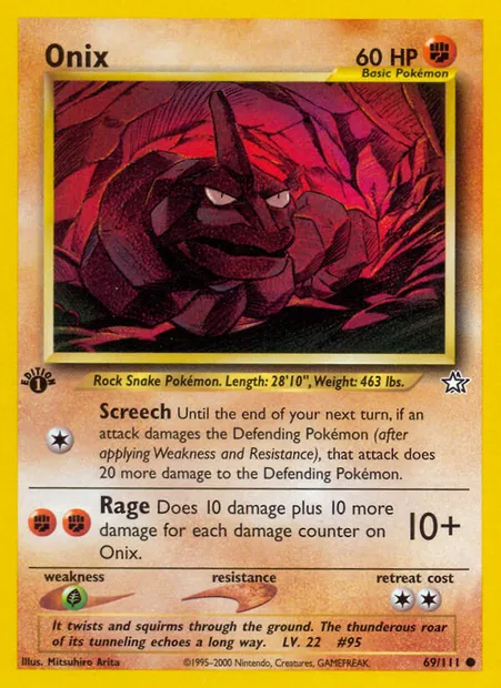 Onix, Pokémon card NG 69 — Neo Genesis set