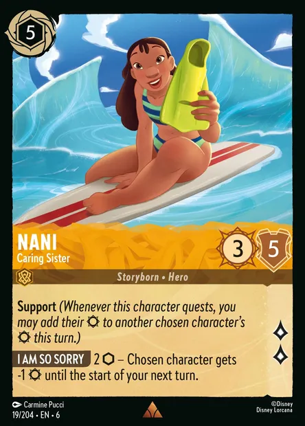 Nani - Caring Sister, Disney Lorcana card CH6-019 — Azurite Sea set
