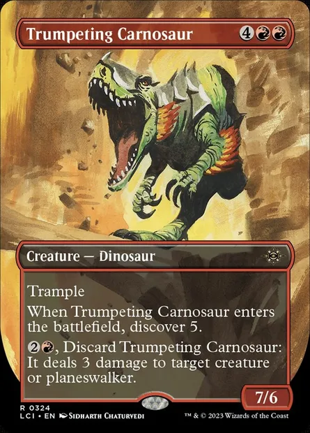 Trumpeting Carnosaur, Magic card LCI 324 — The Lost Caverns of Ixalan set