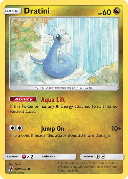Dratini, Pokémon card UNM 148 — Unified Minds set