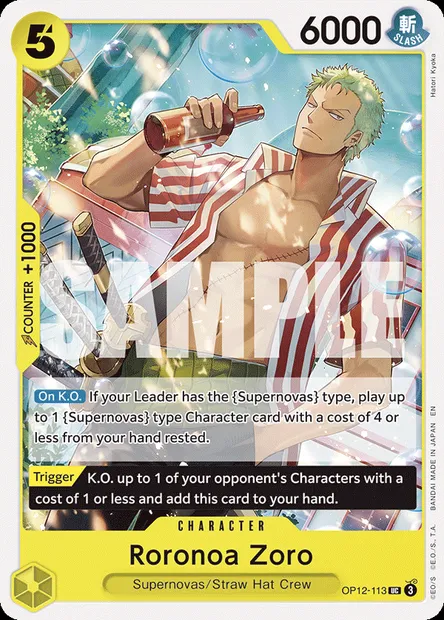 Roronoa Zoro, One Piece card OP12-113 — LEGACY OF THE MASTER set