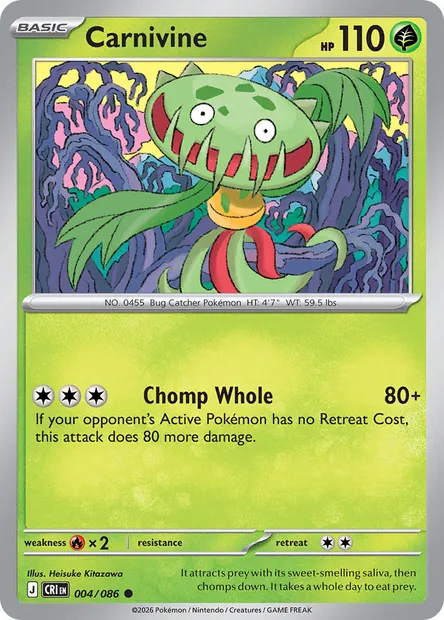 Carnivine, Pokémon card CRI 004 — Chaos Rising set