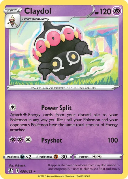 Claydol, Pokémon card BST 58 — Battle Styles set