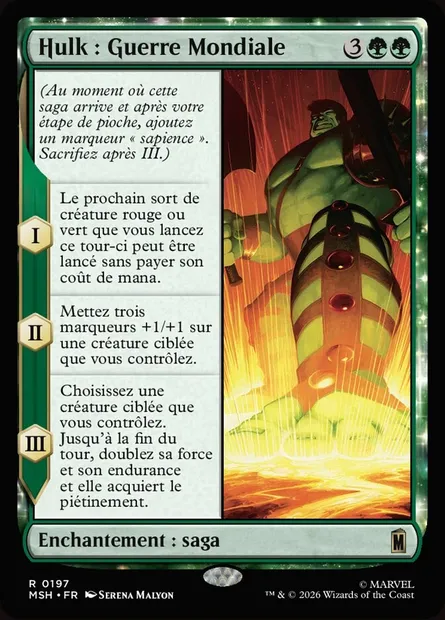 Hulk : Guerre Mondiale, carte Magic MSH 197 — extension Marvel Super Heroes