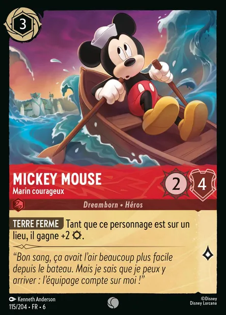 Mickey Mouse - Marin courageux, carte Disney Lorcana CH6-115 — extension La Mer Azurite