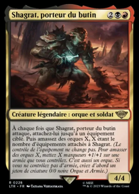 Shagrat, porteur du butin, carte Magic LTR 228 — extension Le Seigneur des Anneaux : chroniques de la Terre du Milieu