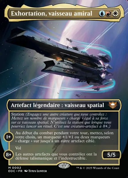 Exhortation, vaisseau amiral, carte Magic EOC 2 — extension Edge of Eternities Commander