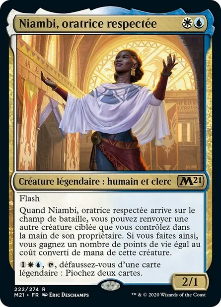 Niambi, oratrice respectée, carte Magic M21 222 — extension Core Set 2021