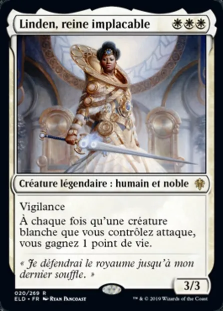 Linden, reine implacable, carte Magic ELD 20 — extension Throne of Eldraine