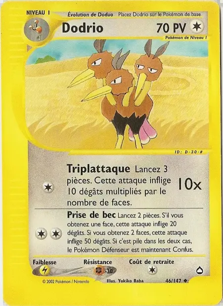 Dodrio, carte Pokémon AQ 46 — extension Aquapolis