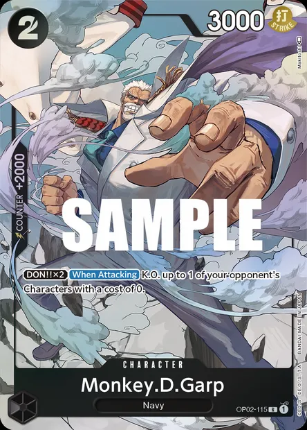 Monkey.D.Garp, One Piece card OP02-115 — PARAMOUNT WAR set