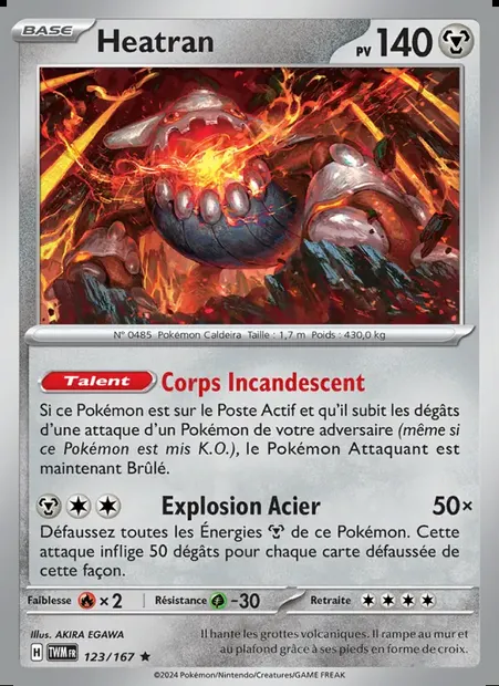 Heatran, carte Pokémon TWM 123 — extension Mascarade Crépusculaire