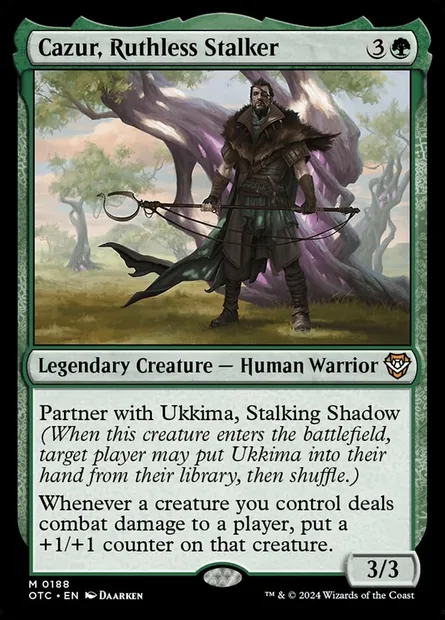 Cazur, Ruthless Stalker, Magic card OTC 188 — Outlaws of Thunder Junction Commander set