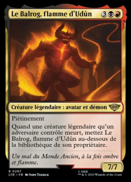 Le Balrog, flamme d'Udûn, carte Magic LTR 297 — extension Le Seigneur des Anneaux : chroniques de la Terre du Milieu