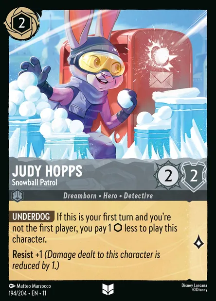 Judy Hopps - Snowball Patrol, Disney Lorcana card CH11-194 — Winterspell set