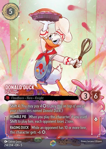 Donald Duck - Pie Slinger, Disney Lorcana card CH5-214 — Shimmering Skies set