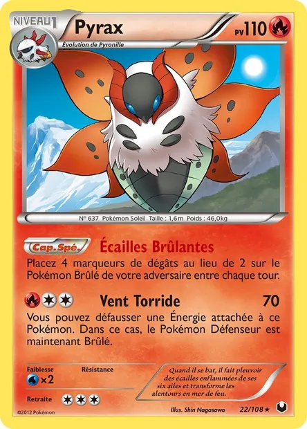 Pyrax, carte Pokémon DEX 22 — extension Explorateurs Obscurs