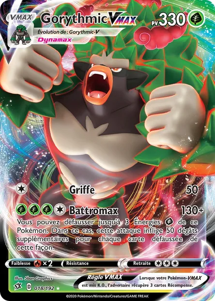 Gorythmic VMAX, carte Pokémon RCL 18 — extension Clash des Rebelles