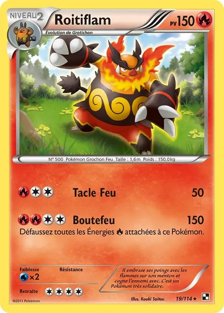 Roitiflam, carte Pokémon BLW 19 — extension Noir & Blanc