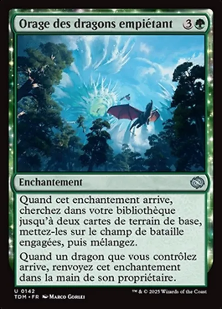 Orage des dragons empiétant, carte Magic TDM 142 — extension Tarkir: Dragonstorm