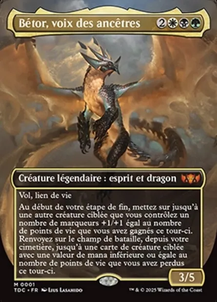 Bétor, voix des ancêtres, carte Magic TDC 1 — extension Tarkir: Dragonstorm Commander