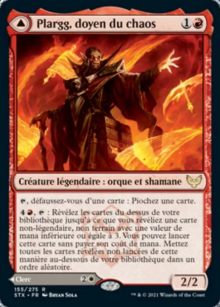 Plargg, doyen du chaos // Augusta, doyenne de l'ordre, carte Magic STX 155 — extension Strixhaven: l'Académie des Mages