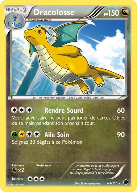 Dracolosse, carte Pokémon PLF 83 — extension Glaciation Plasma