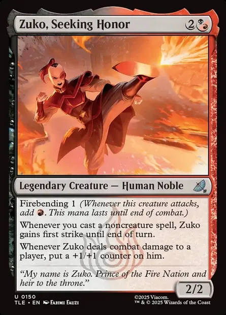 Zuko, Seeking Honor, Magic card TLE 150 — Avatar: The Last Airbender Eternal set