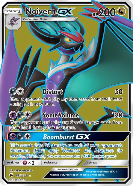 Noivern GX, Pokémon card BUS 141 — Burning Shadows set