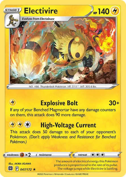 Electivire, Pokémon card BRS 047 — Brilliant Stars set