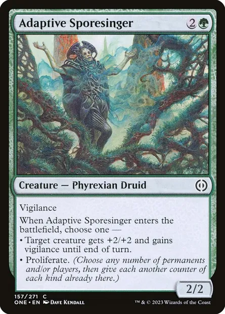 Adaptive Sporesinger, Magic card ONE 157 — Phyrexia: All Will Be One set