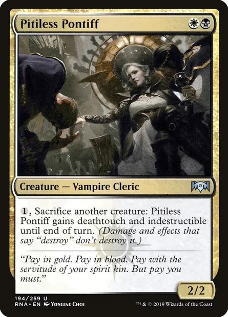 Pitiless Pontiff, Magic card RNA 194 — Ravnica Allegiance set