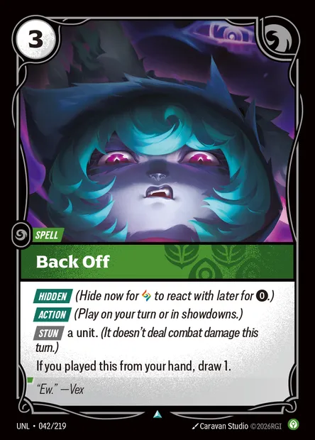 Back Off, Riftbound card UNL 042 — Unleashed set