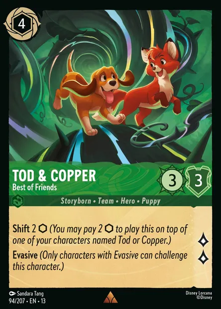 Tod & Copper - Best of Friends, Disney Lorcana card CH13-094 — Attack of the Vine! set