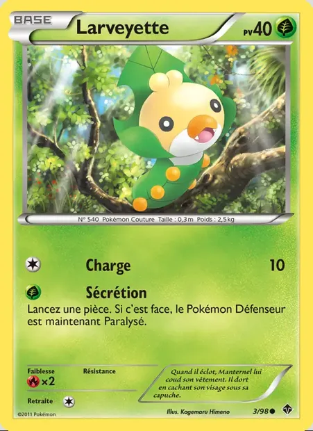 Larveyette, carte Pokémon EPO 3 — extension Pouvoirs Émergents