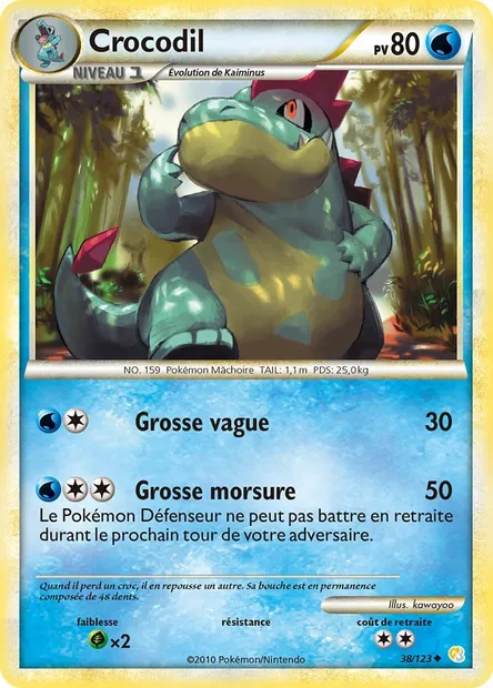 Crocodil, carte Pokémon HS 38 — extension HeartGold SoulSilver