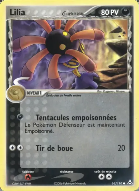 Lilia δ, carte Pokémon HP 68 — extension EX Fantômes Holon